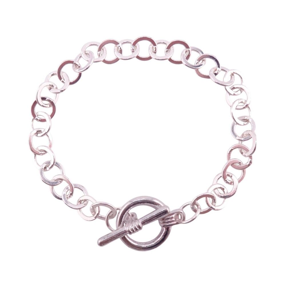 Artbeads Silver-Plated Smooth Flat Cable Link Chain Finished 7" Bracelet NWOT